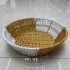 White and yellow rattan-like round storage basin, fruit and snack basket, bread basket, toy storage basket, supermarket gift packaging basket, souvenir packaging basket, kitchen sauce storage basket, vegetable basket, tissue paper storage basket, cosmetics basket details Picture